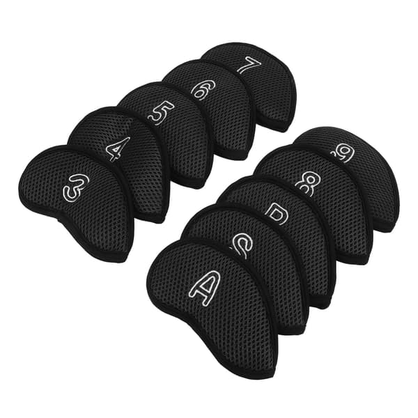 10 Pcs Golf Club Head Covers Golf Iron Pole Covers Club Protective Headcovers with Numbers Black