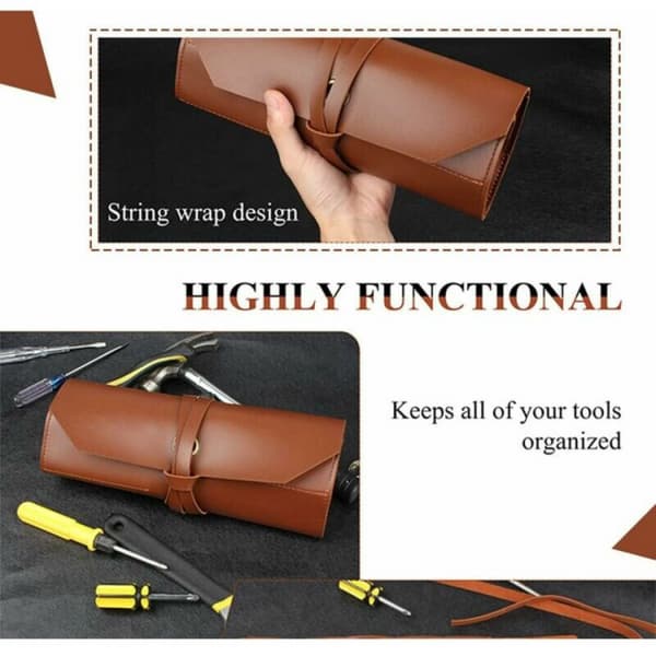 Værktøjsrulle Læderpose Pung 10 Rum Multi-bruger Organizer Wrap