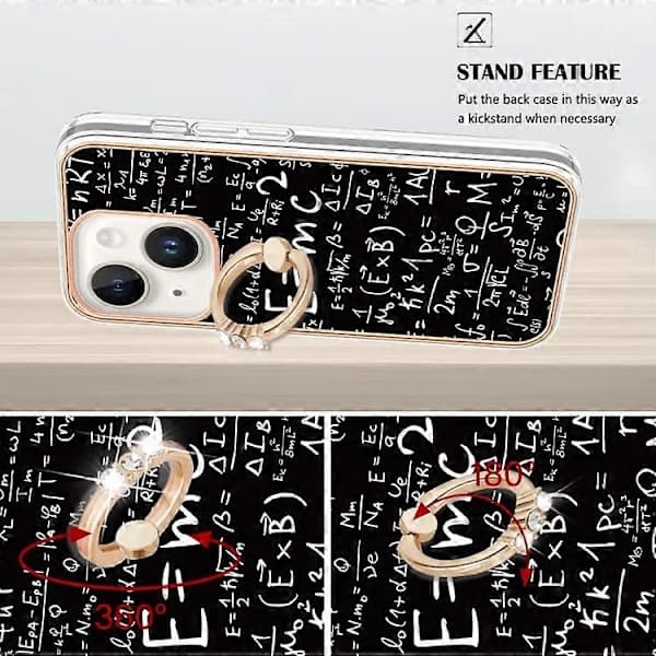 Electroplated IMD-mobilskal med dobbeltsidig design og ringholder for iPhone 15