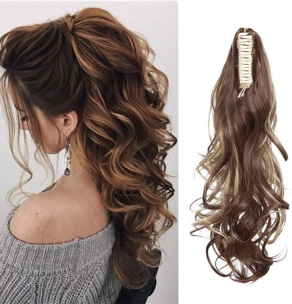 One Piece (approx. 55 cm) Wig, Curly Wave Ponytail Extension - Fake
