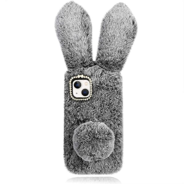Furry Rabbit Ear Phone Cover for Phone with Plush Material Compatible 13[DB]