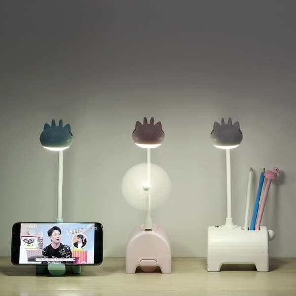 Rosa LED-skrivebordslampe til børn, trefarvet dæmpbar skrivebordslampe, Tou