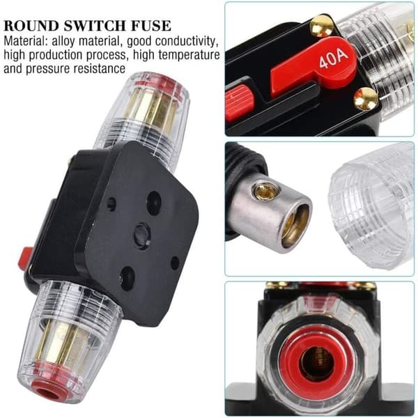 30A Circuit Breaker, 12V-24V DC Inline Fuse Holder, Automatic Reset