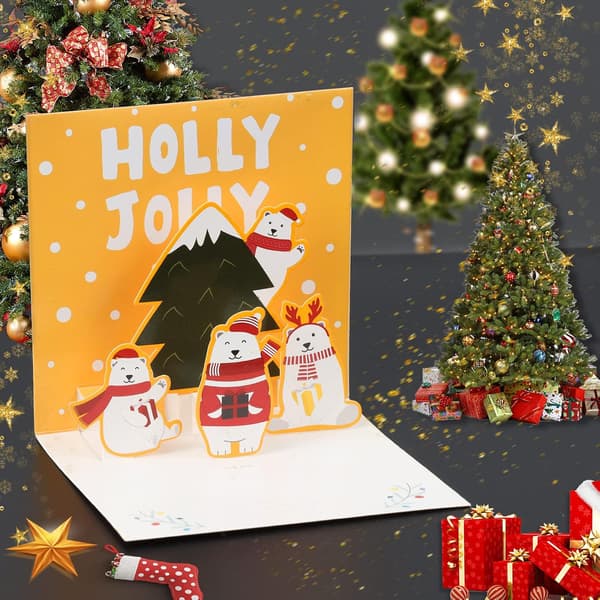 3 stycken julkort, 3D julkort, Pop Up Mini Christma