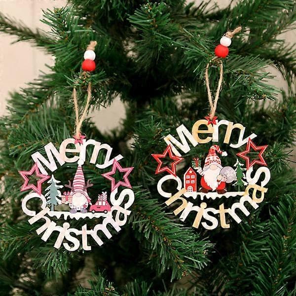 Julekrans i træ, sæt med 2, dekoration til have og terrasse