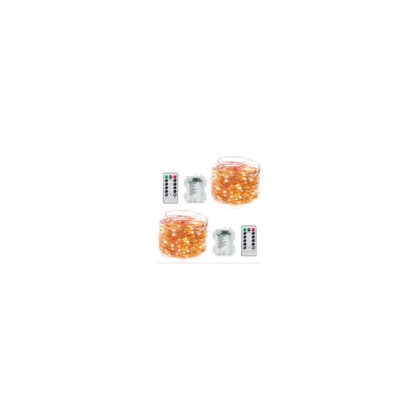 Batteridriven LED-ljusslinga 100 lampor 10m (2 set varmvit)
