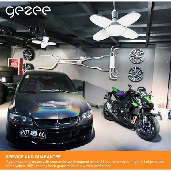 (pow yeah!) LED Garage Lighting, 60W E27 6500K 6000Lm Workshop Lamp, LED Ceiling Light for Garage, Warehouse, Workshop, Basement, Gym, Kitchen (1 pc)
