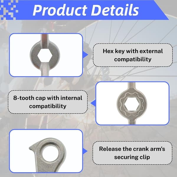 2-in-1 Bicycle Crank Removal Tool for Shimano HollowTech II, Chrome Crank Puller for Removal and Installation