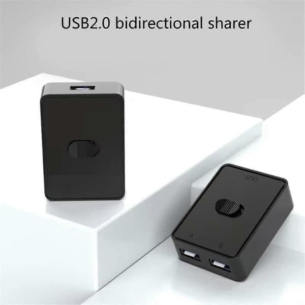 2-ports USB-switch til printerdeling, tovejs switch 2 ind og 1 ud eller 1 ind og 2 ud USB-delingsswitch USB2.0