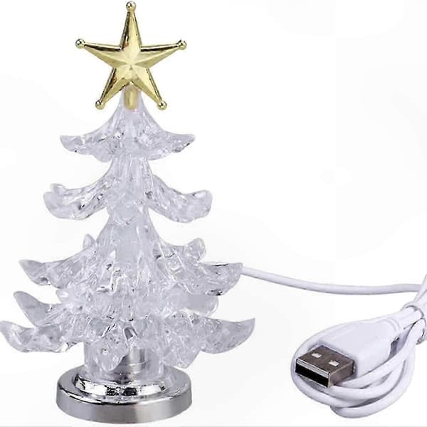 Flerfarget LED-juletre med USB-strøm for skrivebordsdekorasjon