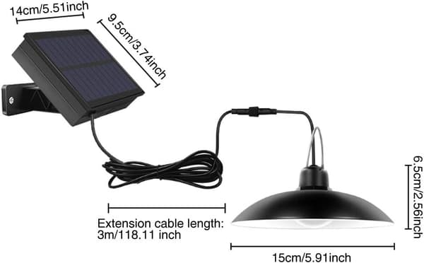 Solar Lights Outdoor Indoor, Remote Control Solar Powered Ceiling Lights IP65 Waterproof (Black)