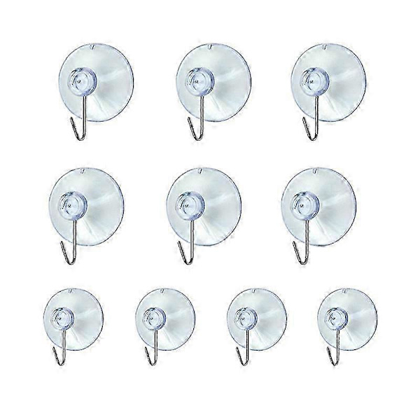 10 Transparent Suction Cup Hooks Clothes Jacket Metal Hook