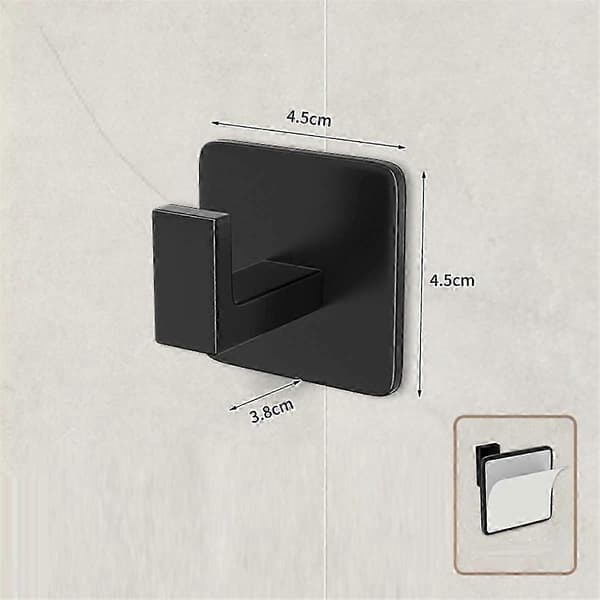 Square Towel Hook - Black Self-Adhesive Wall Hook Modern & Fashionable Bathroom Linked to Kitchen P