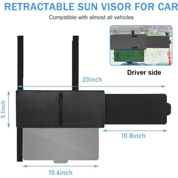 Car Sun Visor Extender, Adjustable Windshield Sun Visor Extender, Anti-Glare Shield for Cars