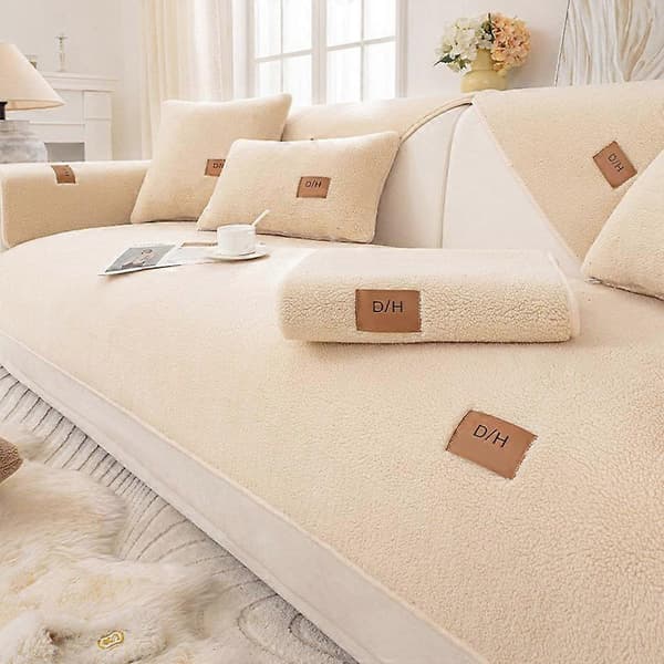 Sofaovertræk i fløjl 1 2 3 10 sæder, pudebetræk, blødt sofaovertræk L-form, skridsikkert sofabeskyttelse, hyggeligt sofaovertræk, hjørnesofa, sofabeskyttelse til do