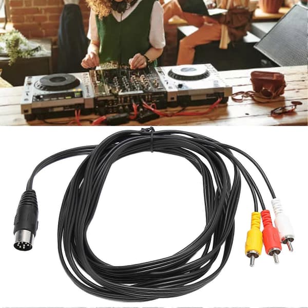 Din 8-bens han til 3 RCA han-kabel Din 8-bens til 3 RCA lydadapterkabel til stereoanlæg 3m