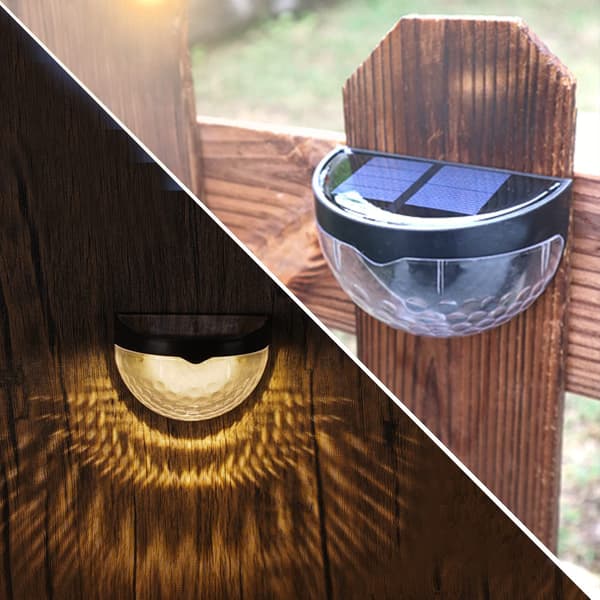 6 solcellelamper utendørs lyskontrollsensor gårdsdekorasjon solcelle gjerde vegglampe halvsirkelformet energibesparende gatelys