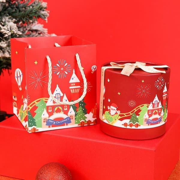 Christmas Candy Boxes, 2 Pieces Round Christmas Boxes Cookie Gift Boxes Bakery Candy Boxes Christmas Gift Boxes for Chocolate Cookies