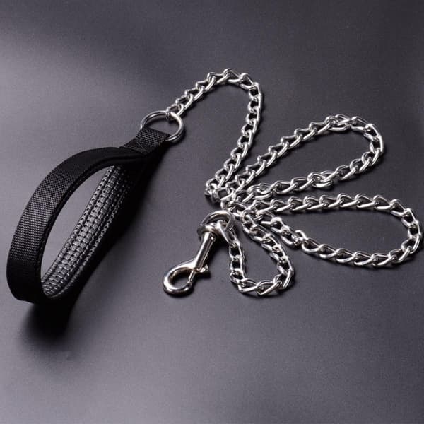 Anti-Bite Metal Dog Leash with PU Leather Handle for Small Medium Large Dogs, 180cm