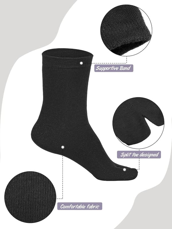 9 par flip-flop-sokker Tabi Split Toe for menn og kvinner (svart)