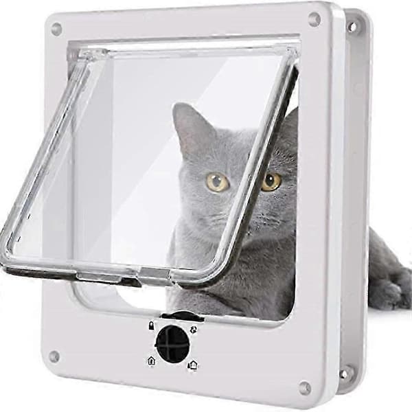 Heavy Duty Pet Door with 4-Way Locking Compatible with Inner/Outer Doors & Walls/Windows, Durable White XL white XL