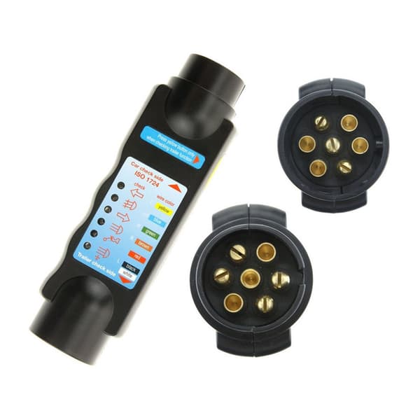Black Car Trailer Tester 1pc 12V 7-Pin Trailer Test Tool Wiring Circuit Tester Diagnostic Tool Socket Tester