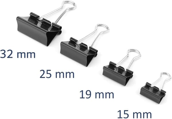 48-pack 15/19/25/32mm 4x12 dokumentklämmor - Multifunktionspapper