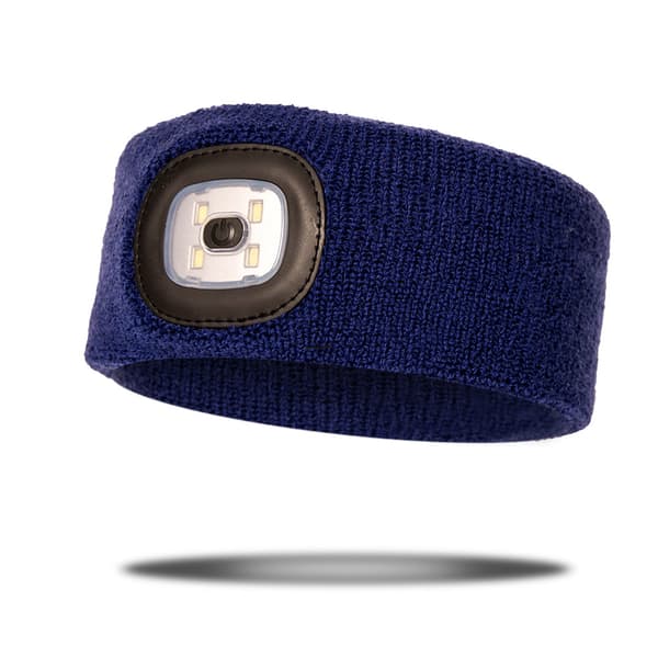 Grått sportpannebånd, ultra USB-oppladbart, elastisk sklisikkert svettebånd