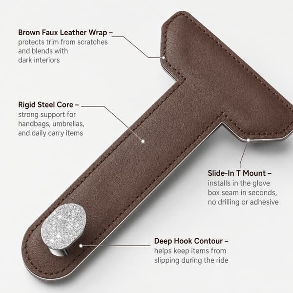 3-pack handskfackskrokar i metall med brun kant, mini, brun Brown 1 Brown 1