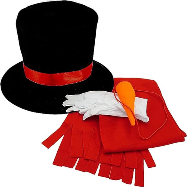 Snemandskostumesæt til snemandsudklædning sort tophat