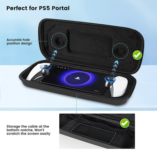 Gaming Console Case Black - PS5 Streaming Handheld Storage Case Set with PC Cover, Screen Protector and Joystick Caps