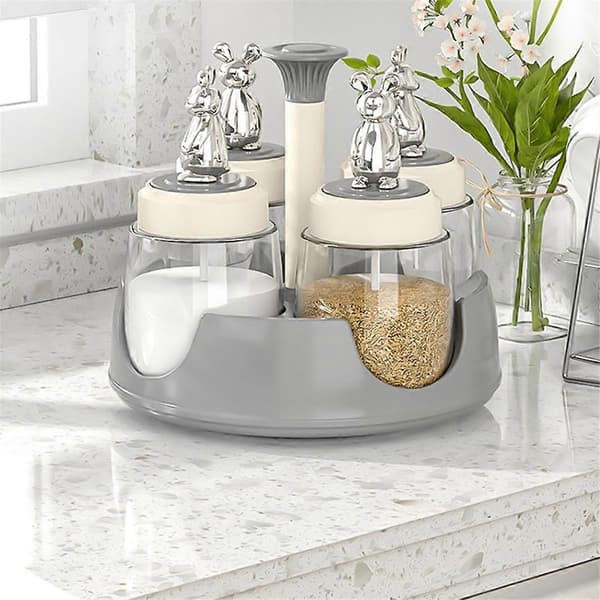 Rotating Spice Jar Household Spice Container Combination Spice Bottle with Lid B