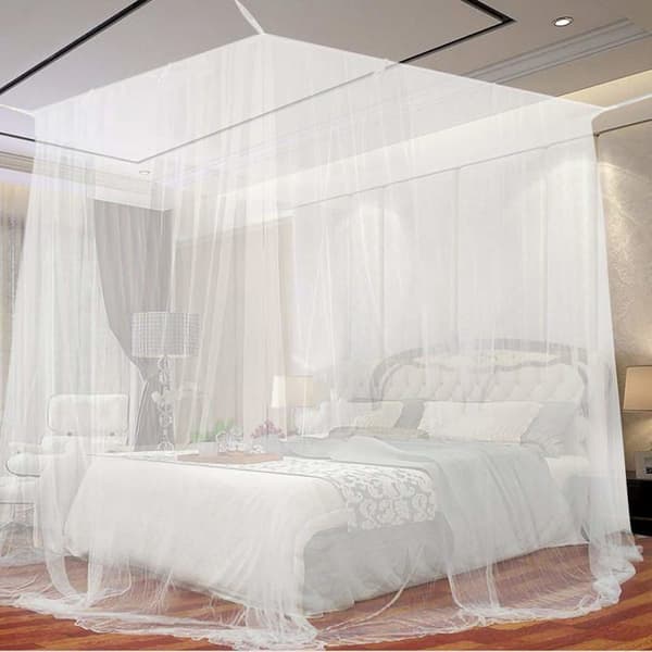 Bed Mosquito Net, Large Square Mosquito Net for Extra Large Bed, White (190 x 210 x 240 cm)