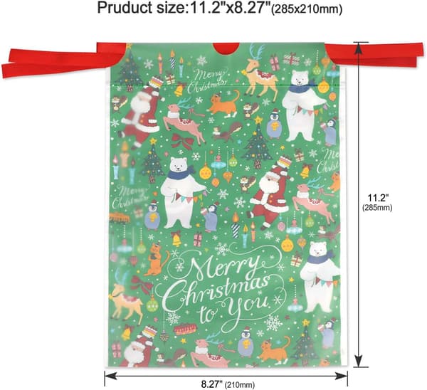 24 stora julklappspåsar med dragsko, presentförpackning