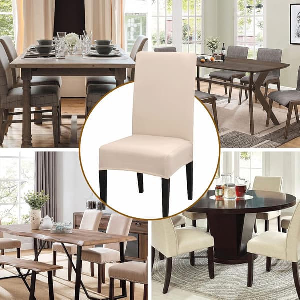 4- eller 6-pack stretchiga tvättbara överdrag för matstolar, beige 4pcs beige 4pcs beige