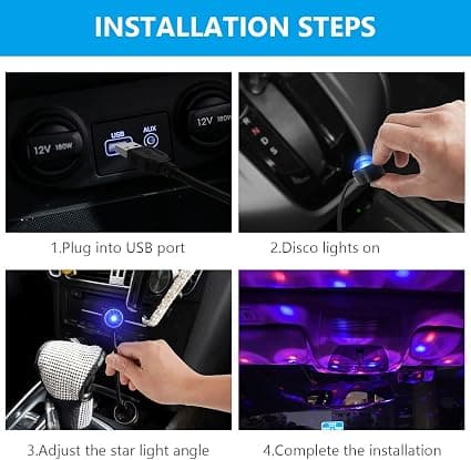Billamper til bil, Mini LED-stjernehimmel til bilens indvendige tag