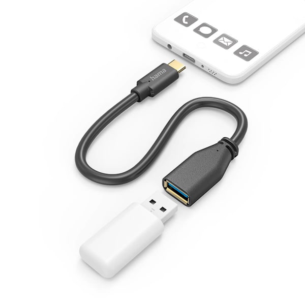 Adapterkabel USB OTG USB-C til USB-A Sort Svart