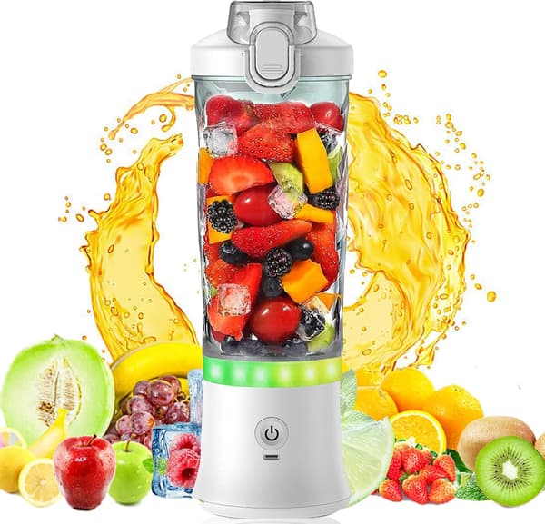 Bærbar blender for shakes og smoothies, mini smoothie-blender, miksing og pulsfunksjon (hvit) Hvit White