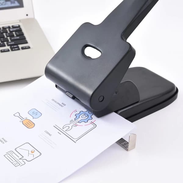 High Capacity Hole Punch - 65 Sheets - 8cm Hole Spacing - Black Desktop Hole Punch with Lock Handle - Suitable for Home, Office