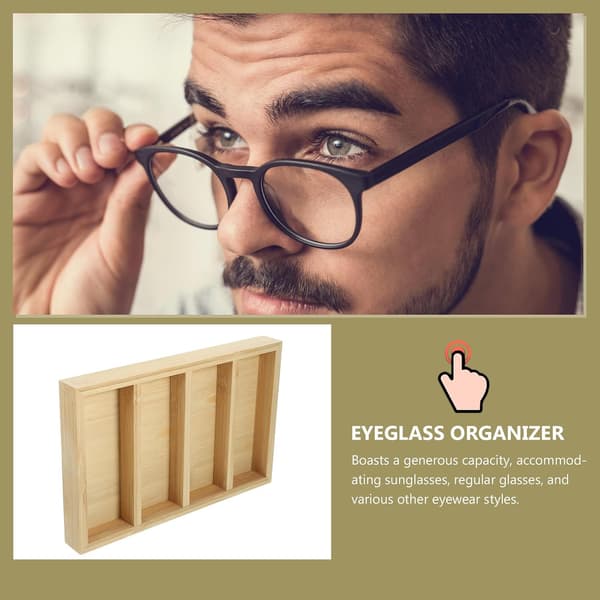 Bambus Brilleopbevaringsbakke 4-gitter Organizer til Butiksudstilling