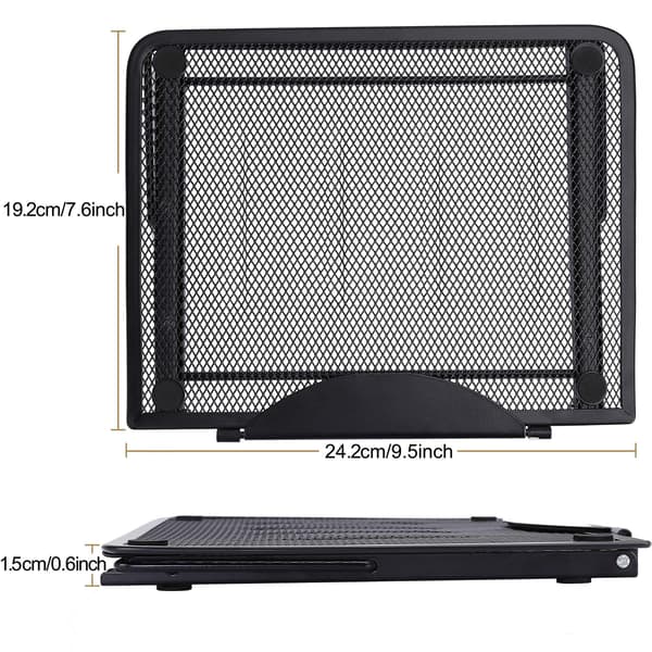 Laptopstativ Ventilert Multi-Angle Notebookstativ Sammenleggbart Rustfritt Stål Tablet Stativholder for MacBook Air Pro Lenovo Dell Svart