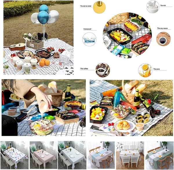 Rectangular PEVA Tablecloth with Leaf Pattern, Oil-Resistant, Wipeable, Washable, Reusable Tablecloth for Dinner and Outdoor Picnic, 137x152cm