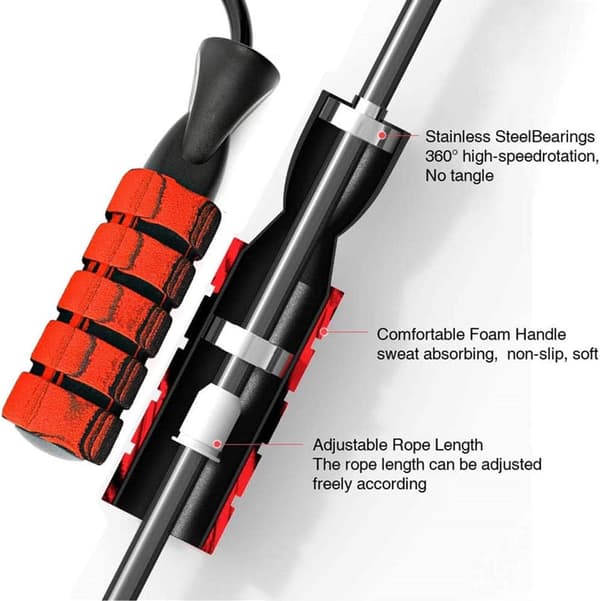 Adjustable Length Jump Rope for Endurance Training Red