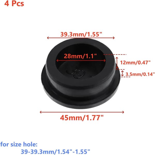 1 1/2\" Dia Silikonhålplugg, 4 st T-formade flexibla pluggar ändskydd 1-1/2"