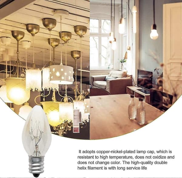 6 Light Bulbs E12 Light Bulb 220v 10w C7 Point Bubble E12 Small Screw Salt Lamp, Night Light With Light Bulb For Salt Lamp, Light Bulb Tu