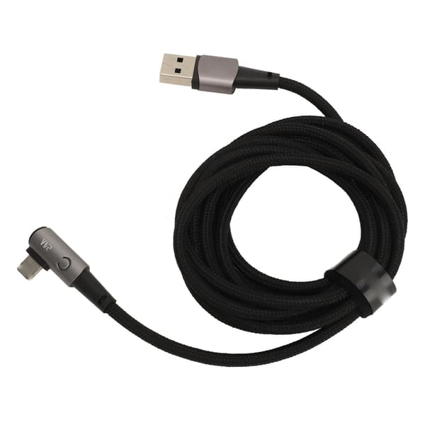 Opladerkabel til iPhone 90 grader 2 meter Hurtig opladning 2.4A Retvinklet USB-opladerkabel Grå