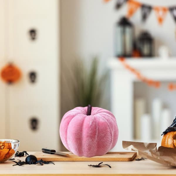 3 stk. Realistiske Fløjlsgræskarpynt Kunstige Græskar Til Halloween