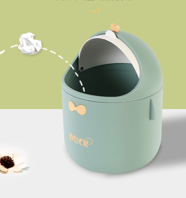 Cute Little Green Cartoon Trash Can, Mini Office Waste Bin