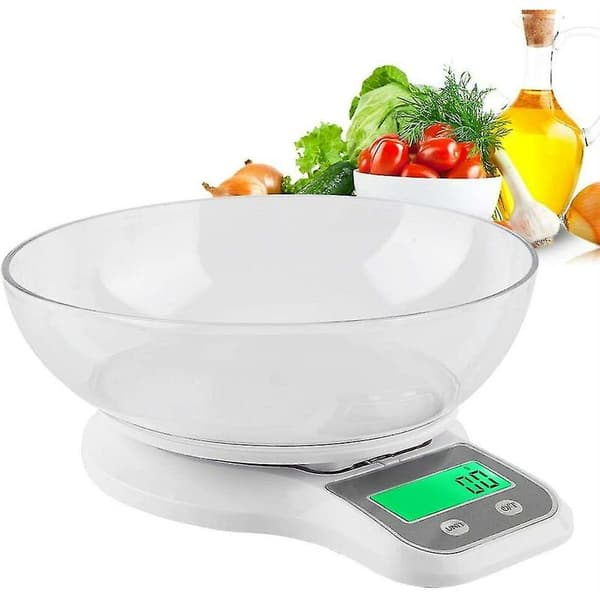 Digital Scale - Kitchen Scale, Multifunctional Digital Kitchen Scale with Bowl (2 Colors)(White)