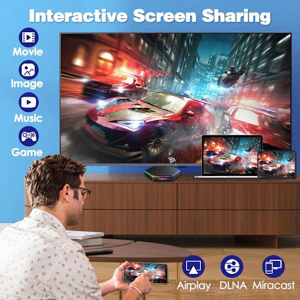 Android TV Box 12.0, 4GB RAM 64GB ROM, 6K Strømming med Wi-Fi 6 & HDR10+-FA-